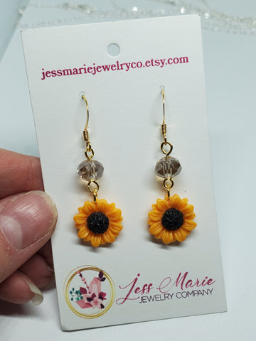 Resin Sunflower Earrings