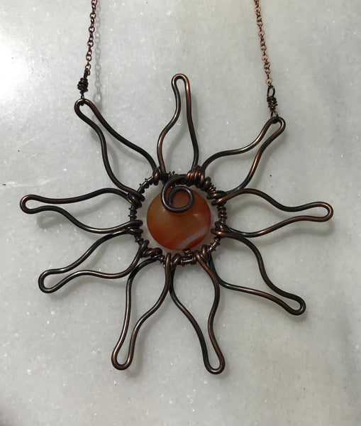 Wire Wrapped Sunflower Necklace