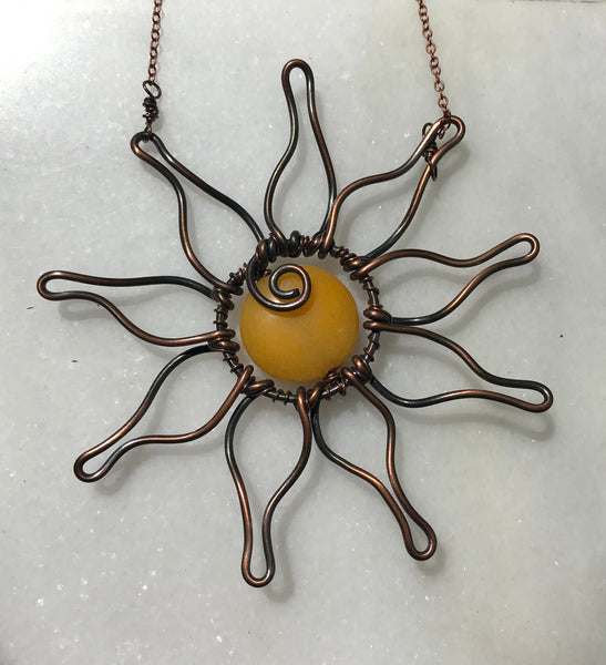 Wire Wrapped Sunflower Necklace